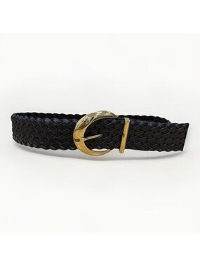 B-Low The Belt Black Leather Woven Acacia Belt with Gold Buckle Size S/M $188